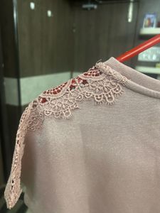 Pink Lace Shoulder Top