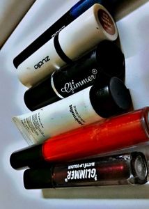 combo of lipsticks, eye liner, sunscreen mini pack