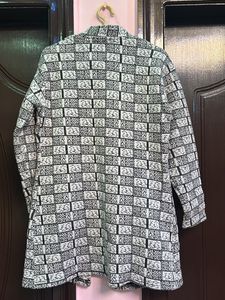 New Black And White Woven Woollen Cardigan