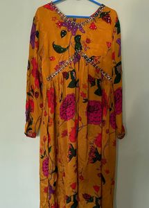 NAIRA CUT KURTI WITH WIDE LEG PLAZO PANT