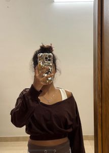 Brown Off-Shoulder Top