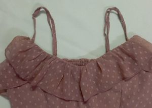 Pich Polka Dot Crop Top