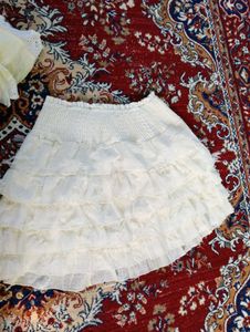 cream Tiered Mini Skirt