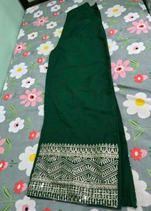 Green Embroidered Kurta plazo dupatta Set