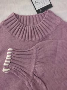 Lilac Balloon Sleeve Cropped Sweater