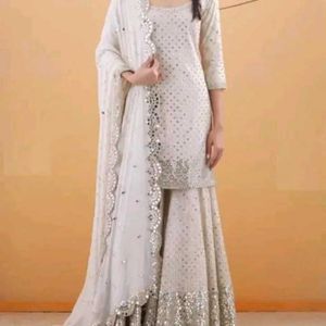 Georgette Embroidered Sharara DressName: Georgett