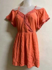 Coral Cold Shoulder Dress