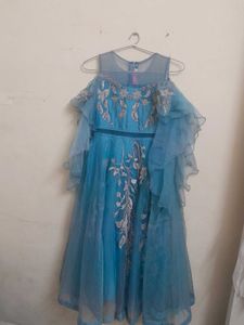 Blue Embellished Party Dress