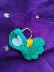 Crochet small flower pocket keychain