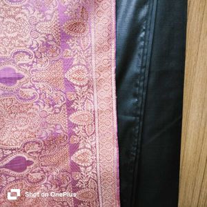 Elegant Pink &amp; Black Saree with Detail