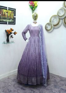 Sequin Ombre Gown With Dupatta