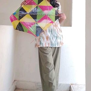 Green And White Short Kurta