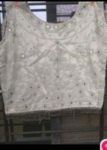 Embroidered White Lehenga Skirt