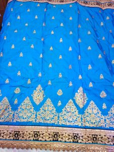 Embroidery Saaree Blue With Two Sequence Blouse