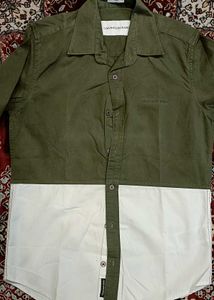 Calvin Klein Jeans Olive &amp; White Button-Down