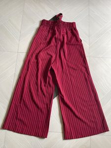 Red Checked Palazzo With Belt