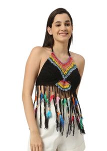 Crochet Halter Fringe Top