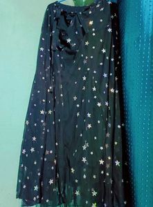 Black Long Skirt With Simmering Silver Stars