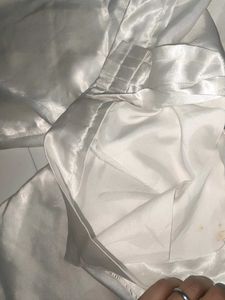 White satin pants