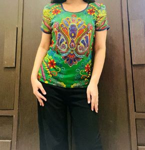 Beautiful Boho Floral Print EmbellishmedTop