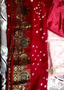 Pink And Maroon Kurta Pant Dupatta