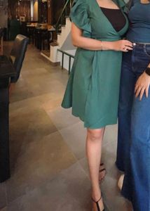 Women Ruffled Sleeve Wrap Dress