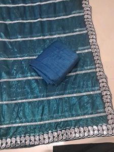 Elegant Green &amp; Silver Saree