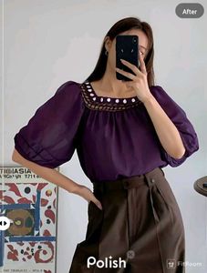 New With Tag Korean Beads Baggy Flair Top
