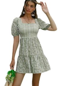 Green Gingham Mini Dress