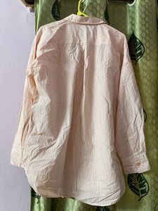 Peach Striped Boyfriend Fit Shirt