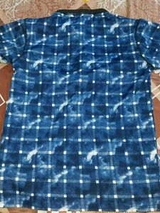 Boys Blue Plaid Quarter-Zip T-Shirt