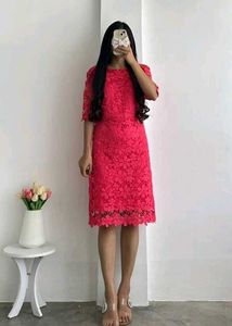Elegant Pink Lace Dress