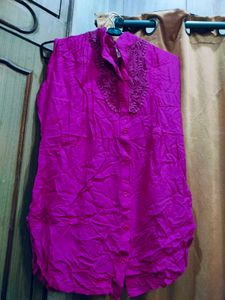 Magenta Embroidered Top