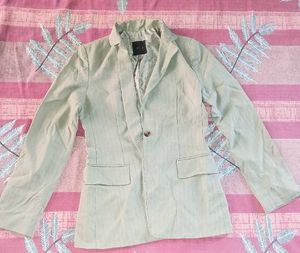 Olive Green Striped Blazer