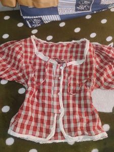 Red & White Checkered ghingham Top