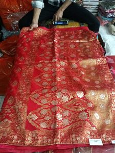🔥Red & Gold  Wedding Banarasi Sari🔥