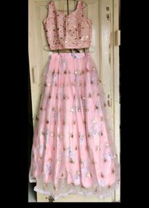 Designer Silk And Net Lehenga Choli With Dupatta