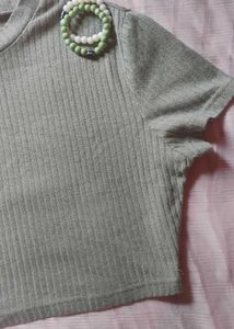 Sage Green Ribbed Crop Top