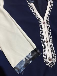 Elegant Navy &amp; White Kurti