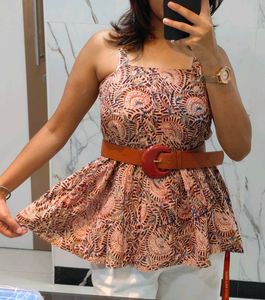 HAND BLOCK PRINTED PEPLUM TOP