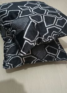 Black Designed Recron Pillows 2nos