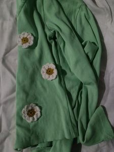 Green Flower Crochet It Looks Aesthetic And For Sp