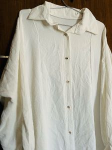 Oversized White Shirt With Diamond Buttons