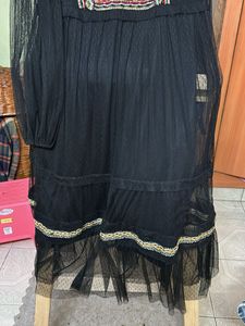 Zara Black Embroidered Mesh Dress
