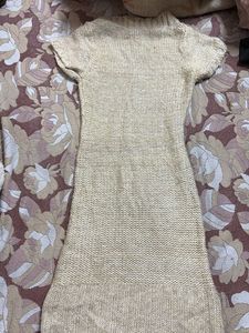 Cream Knit Mini Sweater Dress