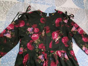 Black Floral Printed Fit And Flare Dress