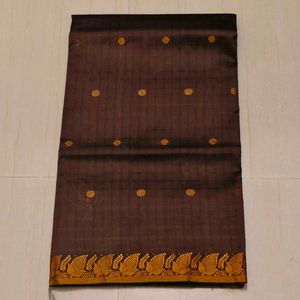 Elegant Brown &amp; Gold Saree