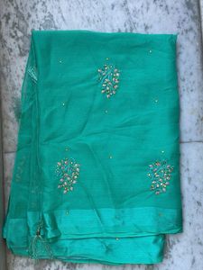 Elegant Green Embroidered Saree