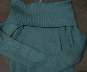 Gray Off-the-Shoulder Knit Top