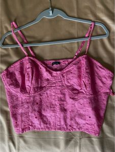 Pink Eyelet Corset Top
